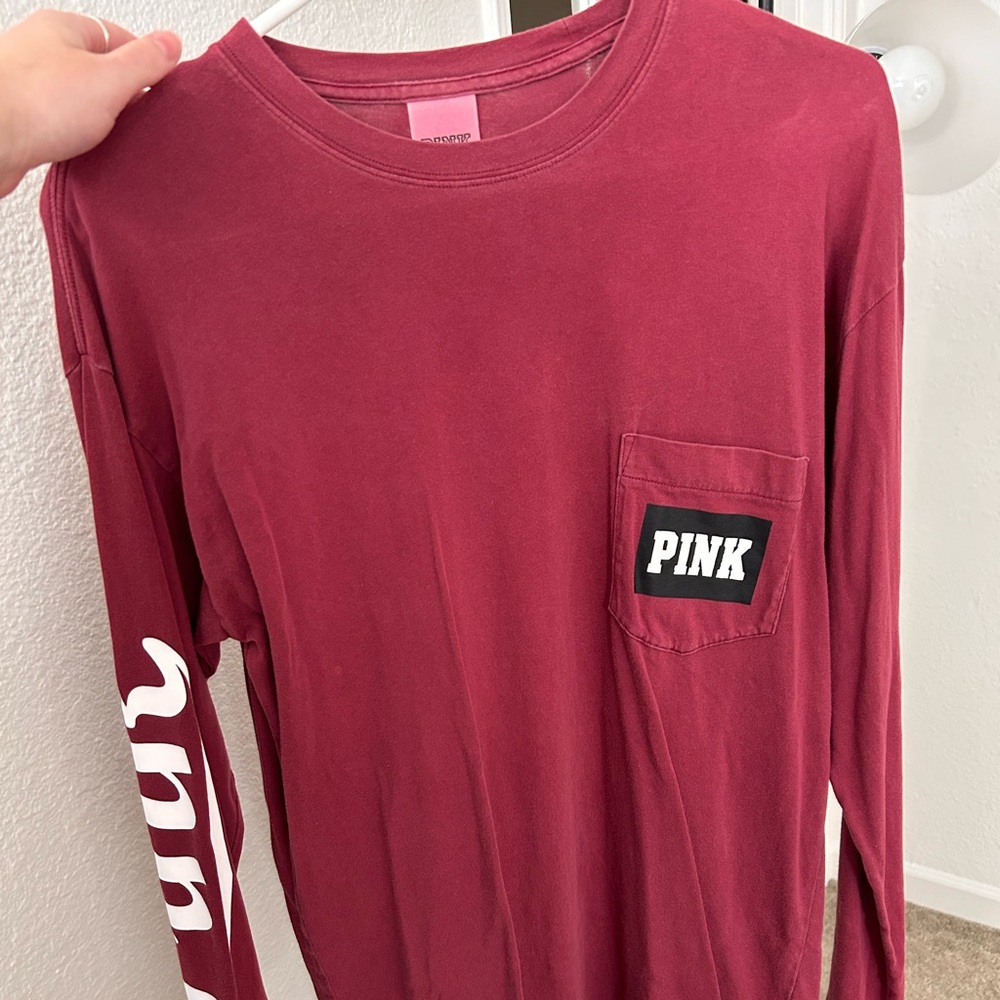 PINK long sleeve maroon shirt